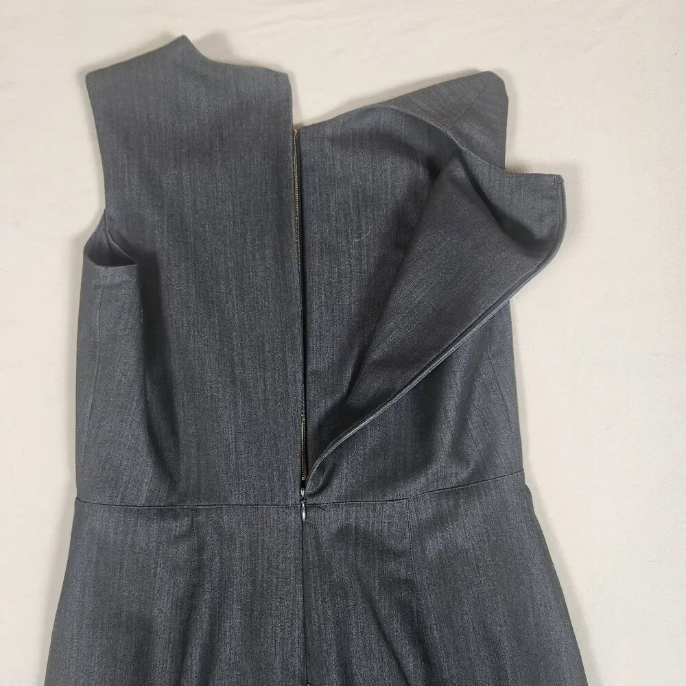 Calvin Klein Denim Sheath Dress Gold Zip Studded Size 6 Stretch - Picture 4 of 8